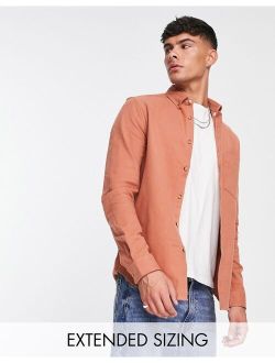 brushed oxford shirt in copper brown