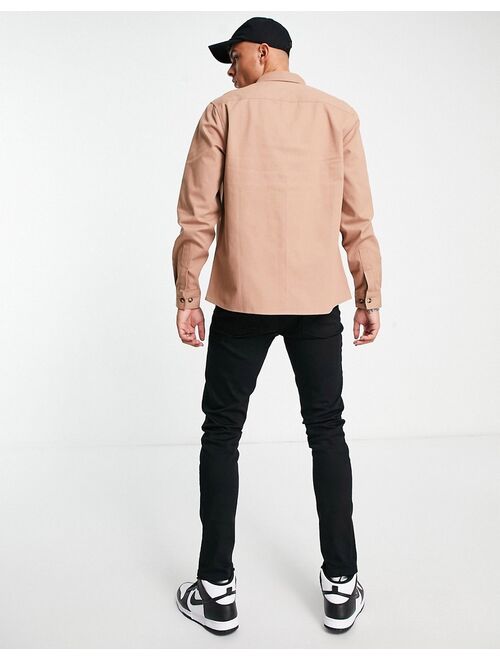 ASOS DESIGN cotton shacket in dusty pink