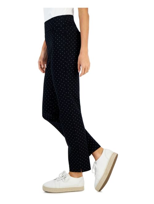 CHARTER CLUB Women's Afternoon Dot-Print Cambridge Ponte-Knit Pants, Created for Macy's