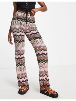 crochet pants in black stripe