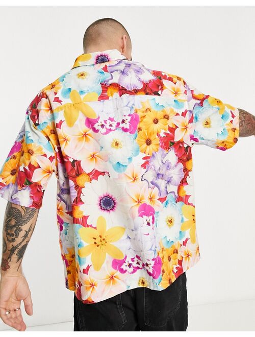 ASOS DESIGN boxy oversized shirt in photographic floral print