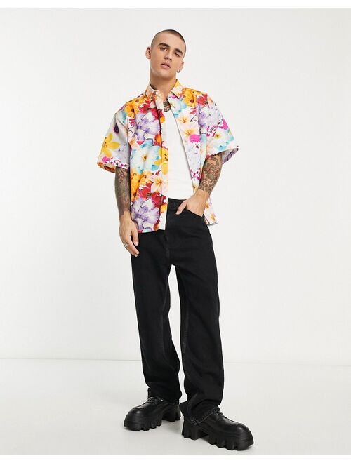 ASOS DESIGN boxy oversized shirt in photographic floral print