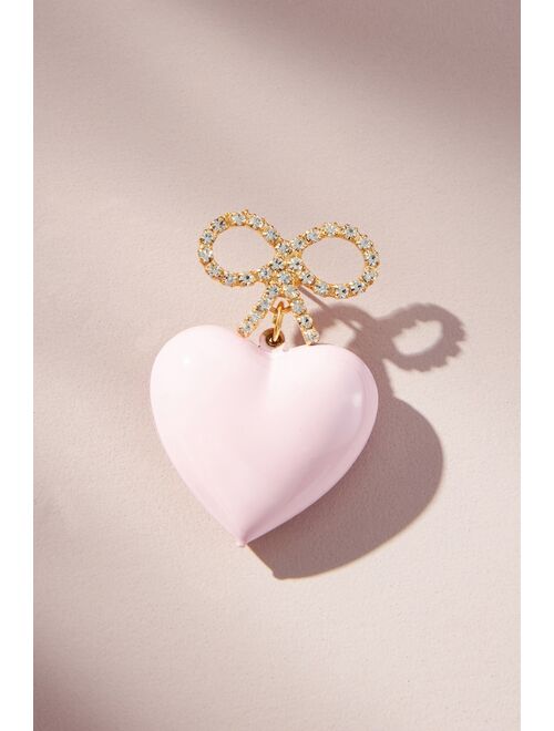 The Pink Reef Crystal Bow Heart Earrings
