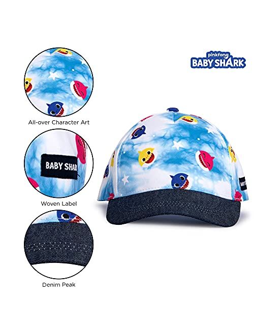 Nickelodeon Little Toddler Hat for Boys Ages 2-4, Baby Shark Kids Baseball Cap 3D Design Fin