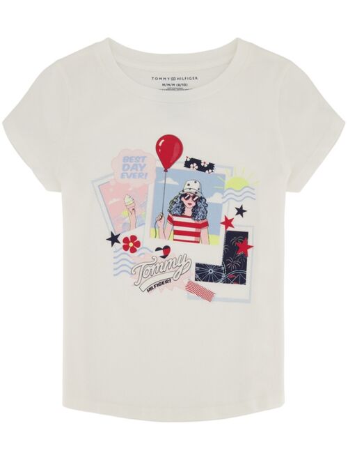 Tommy Hilfiger Big Girls Glitter Polaroid Short Sleeve T-shirt