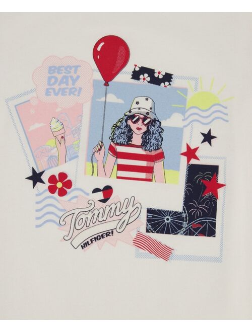Tommy Hilfiger Big Girls Glitter Polaroid Short Sleeve T-shirt