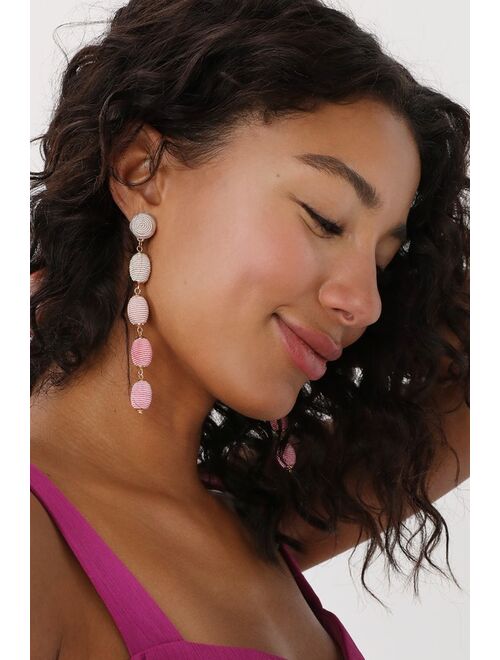 Lulus Always Amused Pink Ombre Threaded Drop Earrings