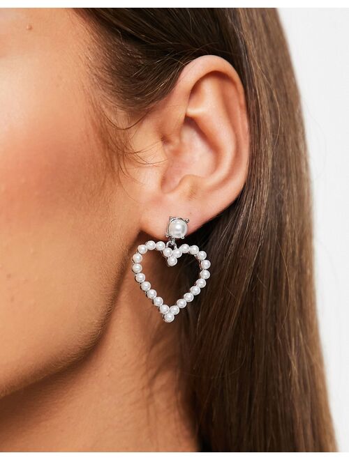 True Decadence pearl heart drop earrings