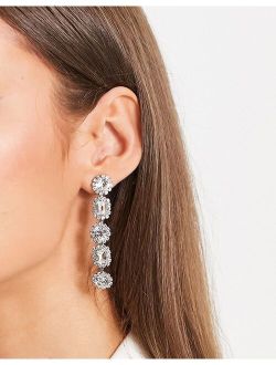 drop earrings in mixed crystal drench linear drop in silver tone