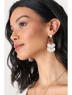Glorious Gleam Gold and White Statement Earrings