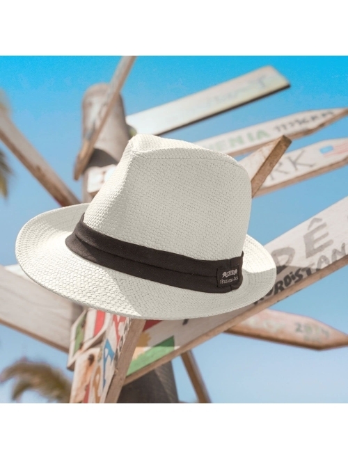 Panama Jack Solid Ribbon Fedora Hat with Black Band