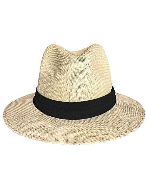 Panama Jack Matte Toyo Straw Safari Sun Hat with 3-Pleat Ribbon Band