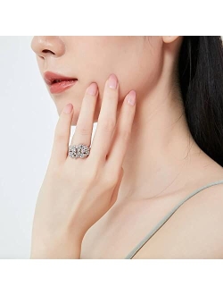 Sterling Silver Bubble Cubic Zirconia CZ Cocktail Fashion Ring for Women, Rhodium Plated Size 4-10