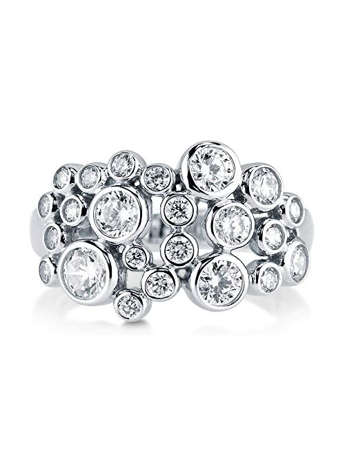 BERRICLE Sterling Silver Bubble Cubic Zirconia CZ Cocktail Fashion Ring for Women, Rhodium Plated Size 4-10