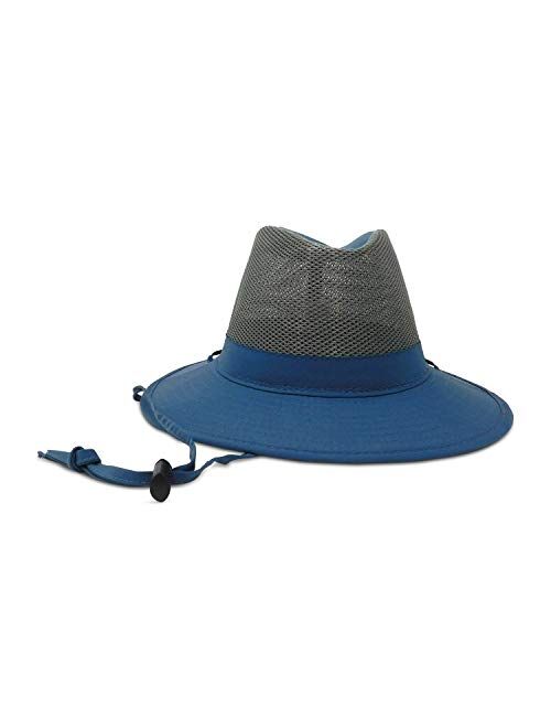 Panama Jack Nylon Mesh Safari Hat - Lightweight, UPF (SPF) 50+ Sun Protection, 2 1/2" Big Brim, Chin Strap