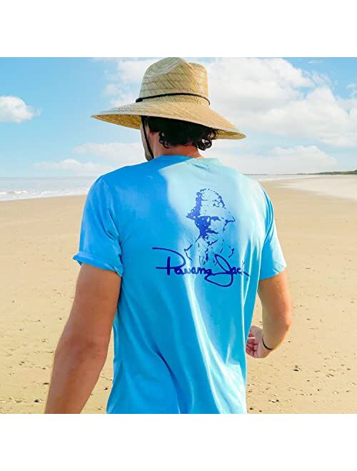 Panama Jack Rush Straw Lifeguard Sun Hat, 4" Bound Big Brim, Chin Cord and Toggle with Logo Patch
