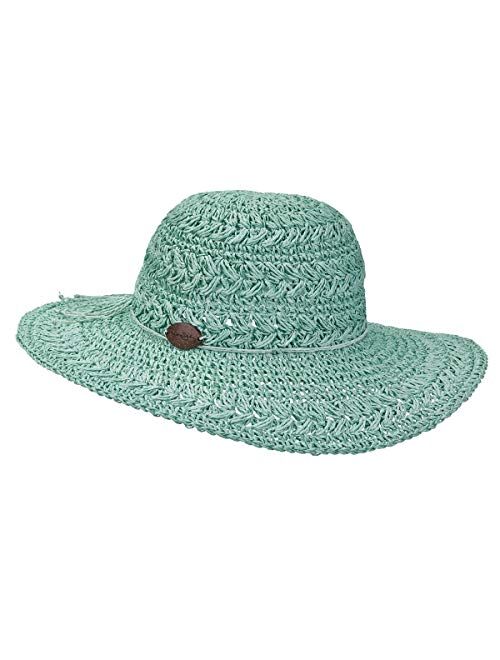 Panama Jack Women's Crocheted Toyo Sun Hat with Sizing Tie, 4" Big Brim