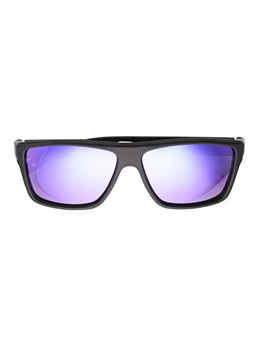 Panama Jack Men's Polarized Floating Purple Mirror Rectangle Sunglasses, Black, 60