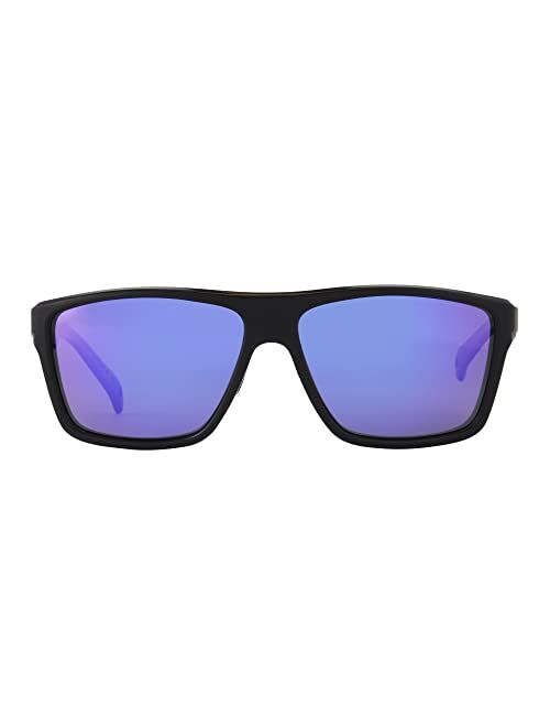 Panama Jack Men's Polarized Floating Purple Mirror Rectangle Sunglasses, Black, 60