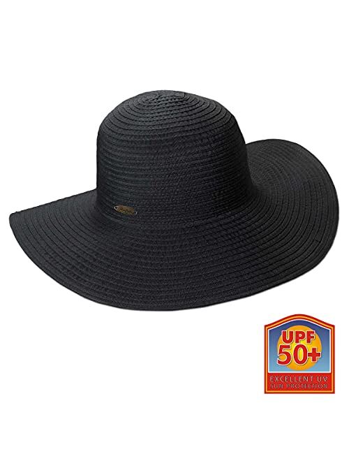 Panama Jack Women's Ribbon Floppy Packable Sun Hat, 4" Big Brim