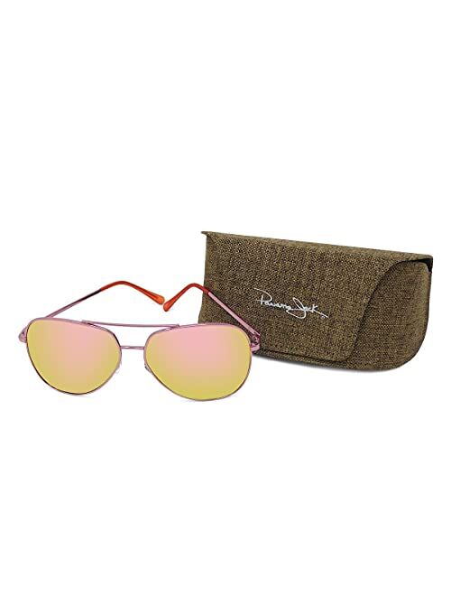 Panama Jack Premium Polarized Rose Gold Aviator Sunglasses