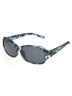 Women's Polarized Milky Blue Tort Wrap Sunglasses, 57