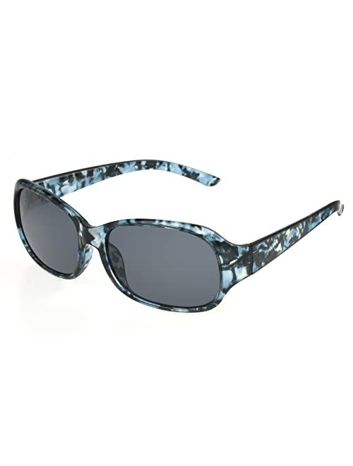 Panama Jack Women's Polarized Milky Blue Tort Wrap Sunglasses, 57