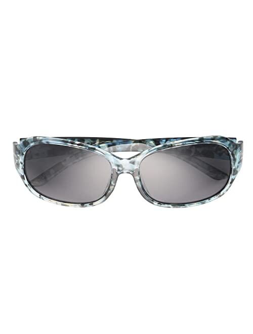 Panama Jack Women's Polarized Milky Blue Tort Wrap Sunglasses, 57