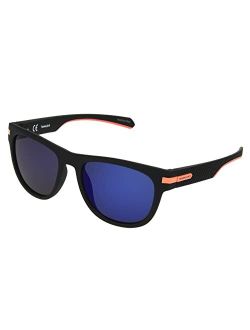 Men's Polarized Blue-Purple Mirror Square Sunglasses, Black, 54