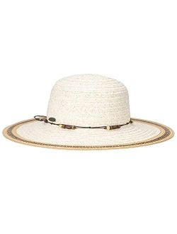Women's Sun Hat - Straw Paper Braid, Wood Beads, Packable, UPF (SPF) 50  UVA/UVB Sun Protection, 4" Big Brim