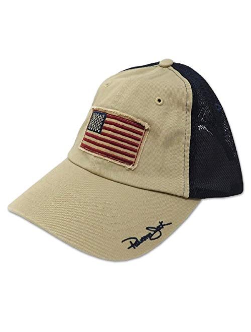 Panama Jack USA Baseball Cap - Lightweight, American Flag Patch, Mesh Backing, 3" Wide Bill Brim, T-Slide Closure