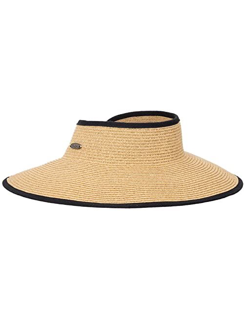 Panama Jack Women's Sun Visor - Straw Paper Braid, Roll-Up & Packable, Inner Sweatband, 4" Brim