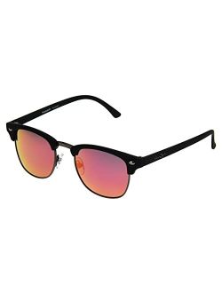 Men's Polarized Red Mirror Club Sunglasses, Shiny Gunmetal with Rubber Black, 49