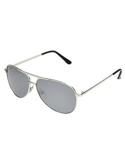 Men's Polarized Mirror Aviator Sunglasses, Shiny Silver, 53