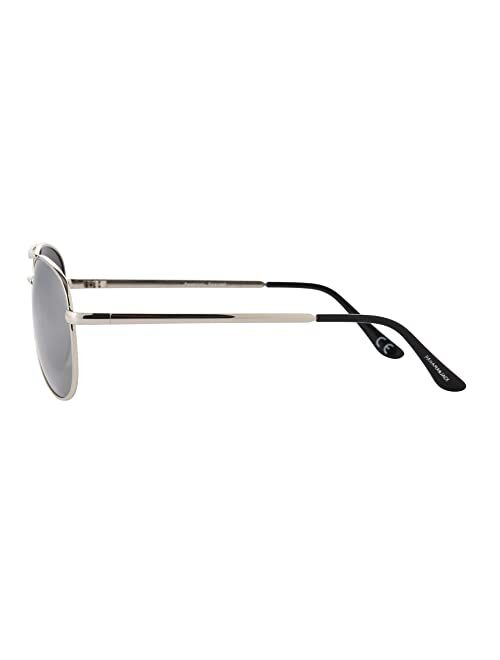 Panama Jack Men's Polarized Mirror Aviator Sunglasses, Shiny Silver, 53