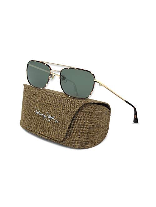 Panama Jack Premium Polarized Metal Square Sunglasses