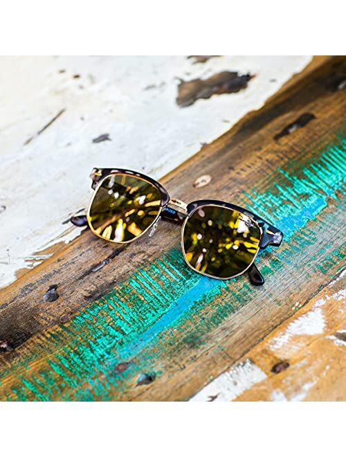 Panama Jack Premium Polarized Gold Mirror Club Sunglasses