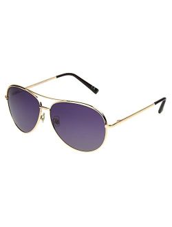 Women's Polarized Purple Gradient Aviator Sunglasses, Shiny Rose Gold, 58