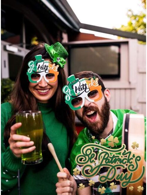 Hintcan Home & Living 1pc St. Patrick's Day Letter & Hat Design Party Glasses