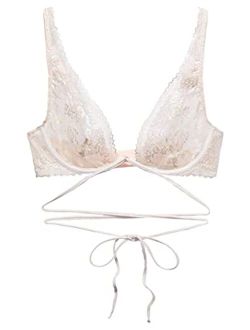 Savage X Fenty, Women's, Caged Lace Unlined Bra with Tie