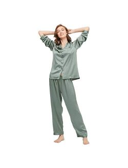 Silk Pajamas for Women Comfy 100% Mulberry Silk Pajama Set for Spring Summer Fall (16MM/19MM)