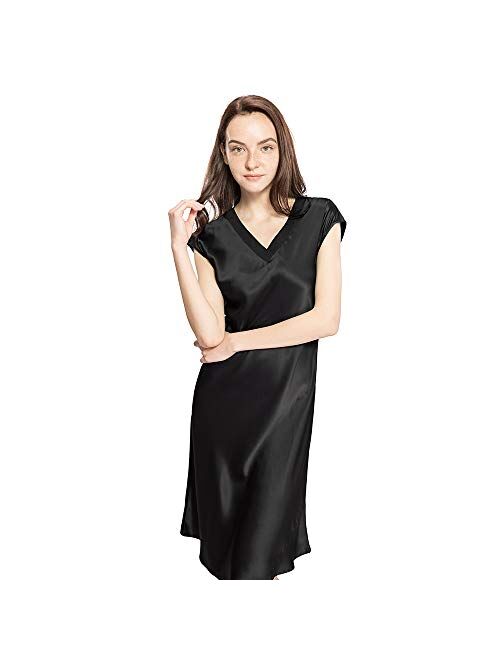 LilySilk Silk Nightgowns for Women 100 Long V Neck 22 Momme Mulberry Silk Nightdress