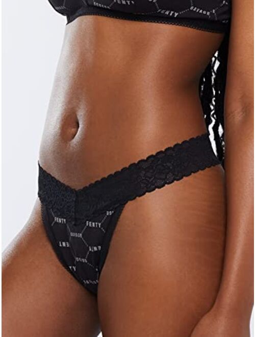 Savage X Fenty, Women's, Cotton Essentials Thong, Low-rise, Minimal coverage, Allover print, Cotton jersey