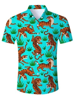 Goodstoworld Men's Novelty Hawaiian Button Down Shirts