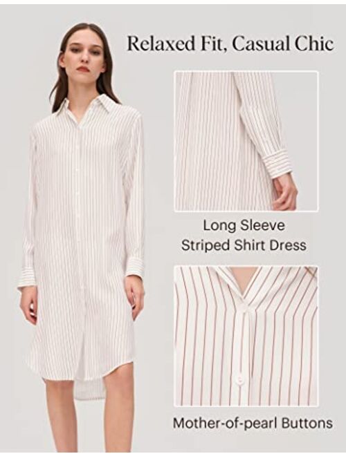 LilySilk Silk Shirt Dress for Women Classic Freesia 22 Momme 100% Silk Dress