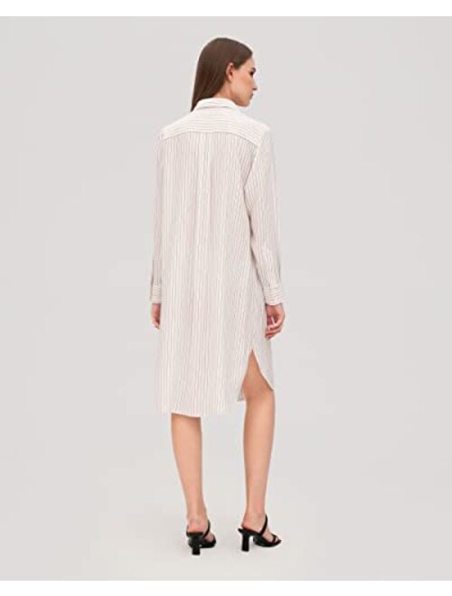 LilySilk Silk Shirt Dress for Women Classic Freesia 22 Momme 100% Silk Dress