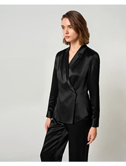 X MIM Silk Blazer Blouse for Women Long Sleeve Ladies Tops 100% 22 Momme Silk Shirts