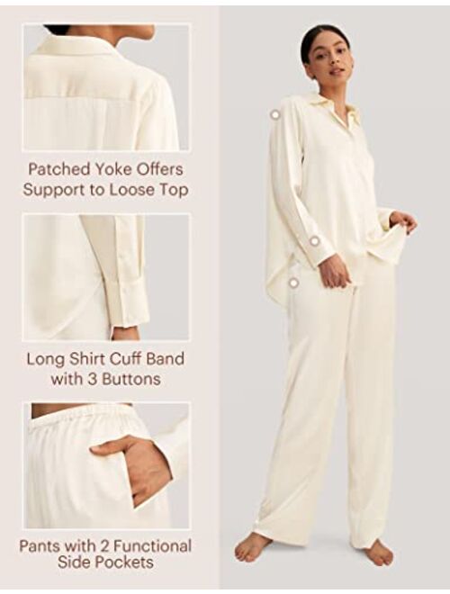 LilySilk Silk Pajama Set for Women 22 Momme Silk Comfy Ladies Sleepwear Loungewear Button Down Lightweight 2PC PJ Set