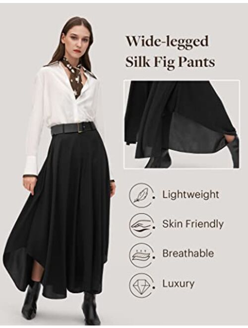 LilySilk Women's Wide Leg Silk Pants High Waist Palazzo Pant
