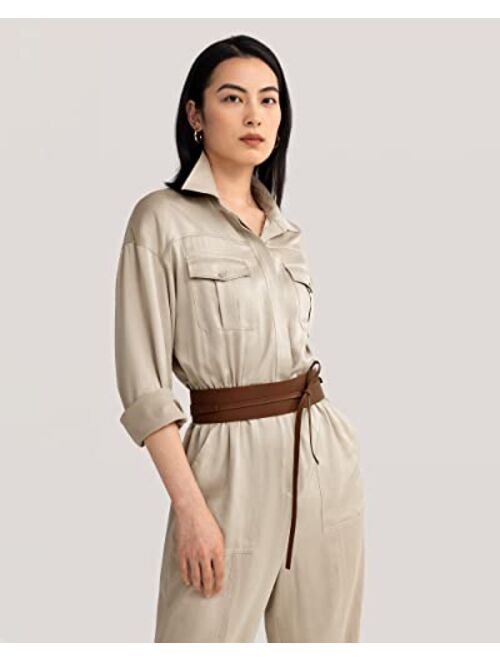 LilySilk Womens Silk Jumpsuit Sand-Wash 22MM Mulberry Military Silk Long Sleeve Pocket Playsuit Ladies Fall